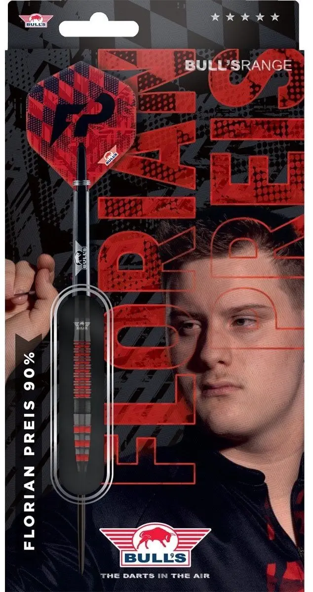 Bull's Florian Preis 90% Dartpijlen - 3 Stuks - Rood/Zwart