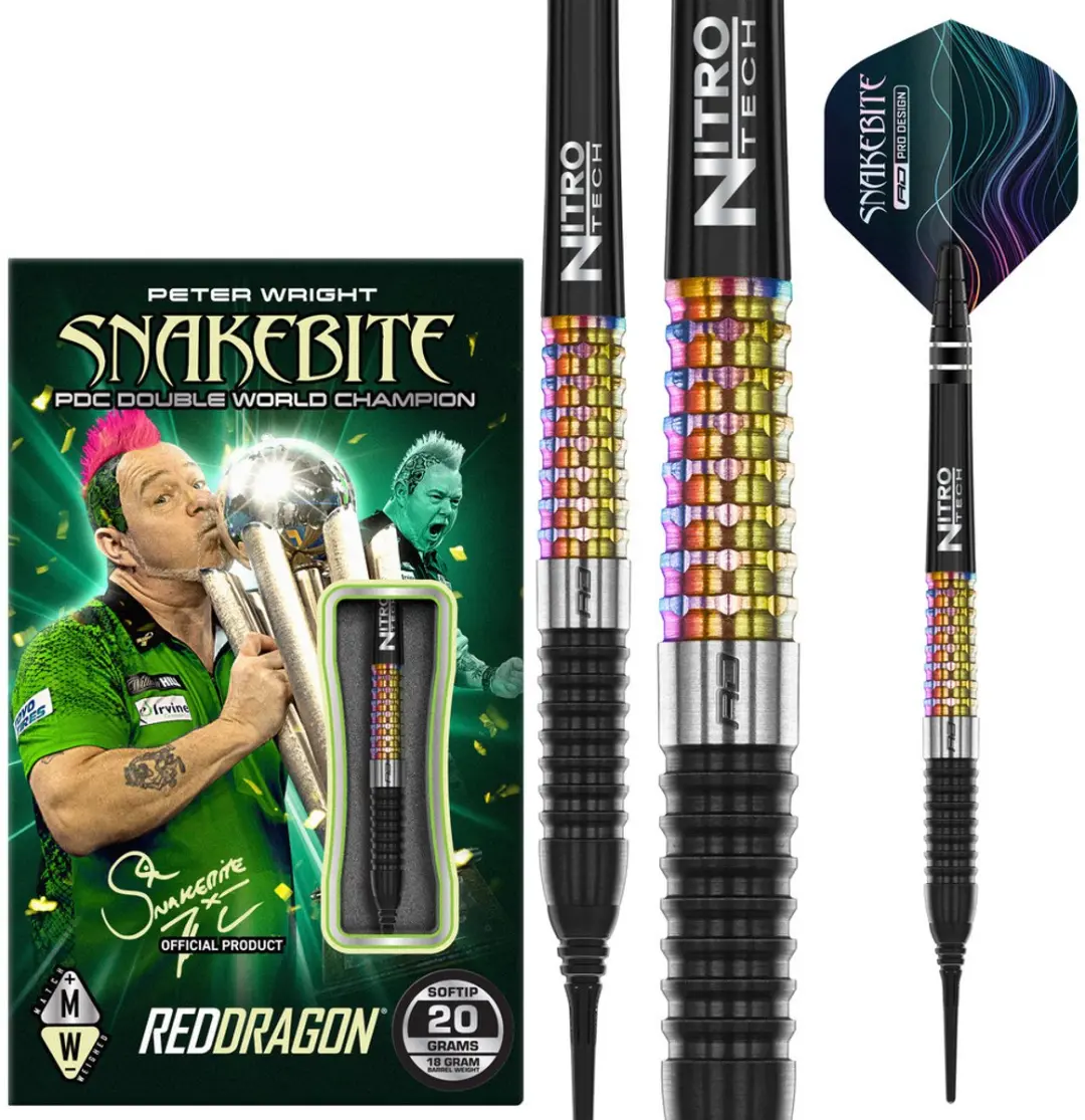 Red Dragon Peter Wright Corra 90% Soft Tip Darts - 3 Stuks