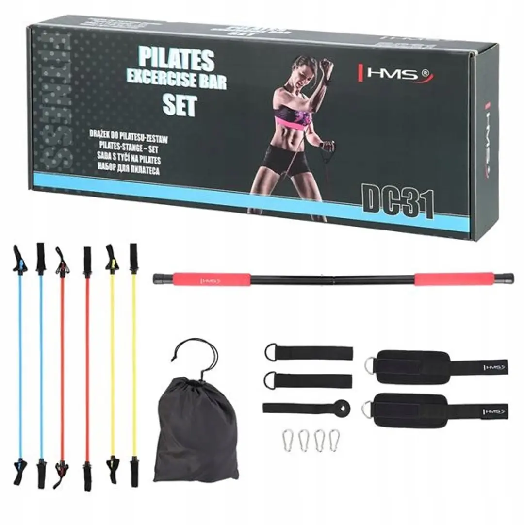 HMS DC31 Thuis Fitnessset - Pilates Bar & Weerstandsbanden 6 Stuks
