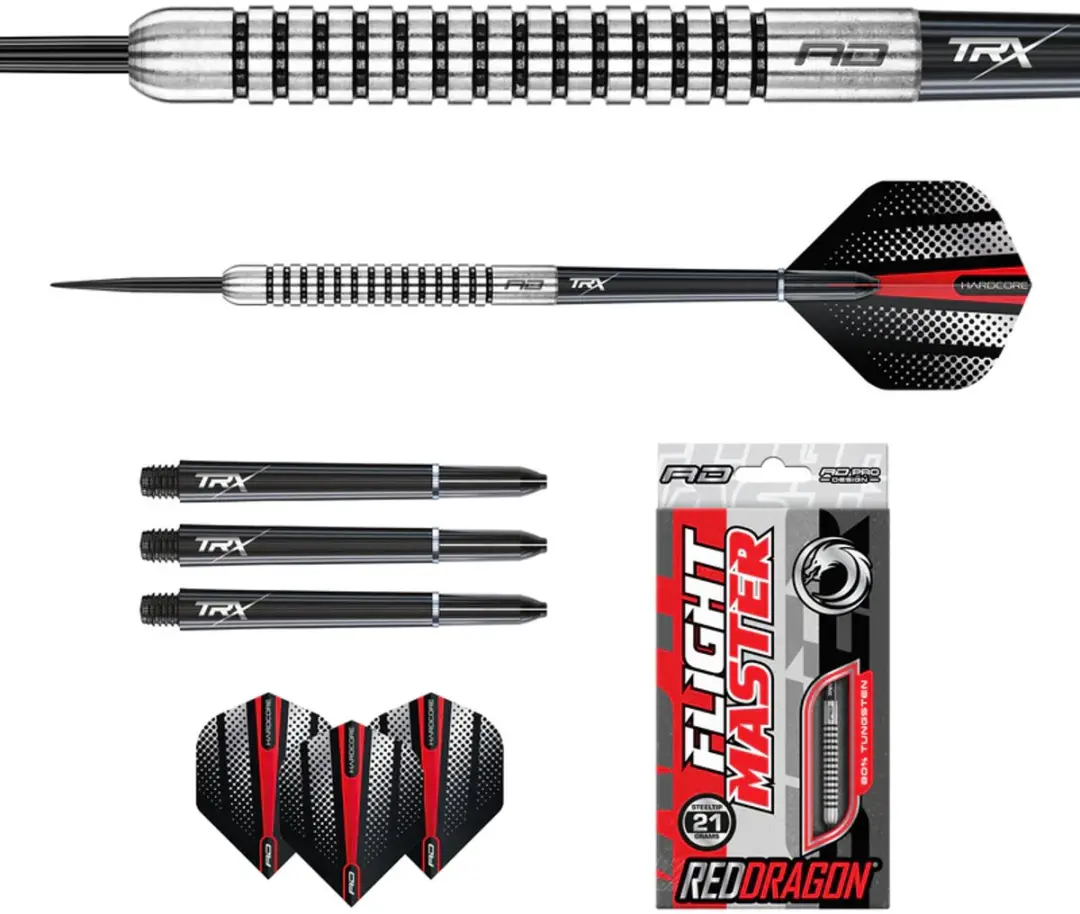 Red Dragon Fury 1 80% Dartpijlen - 3 Stuks - Zilver/Zwart