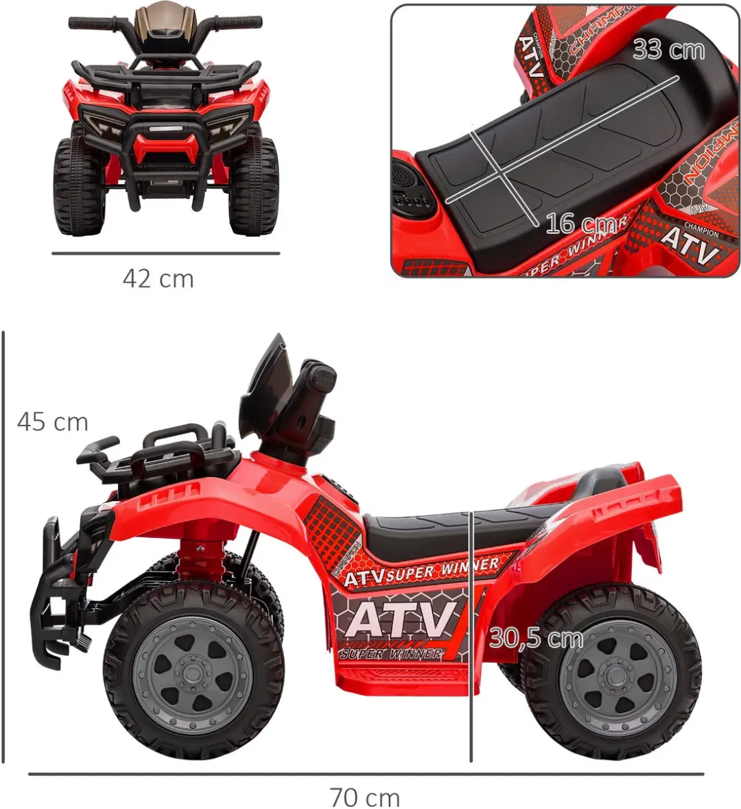 Homcom Elektroquad 6V - Rood - 370-189V90RD
