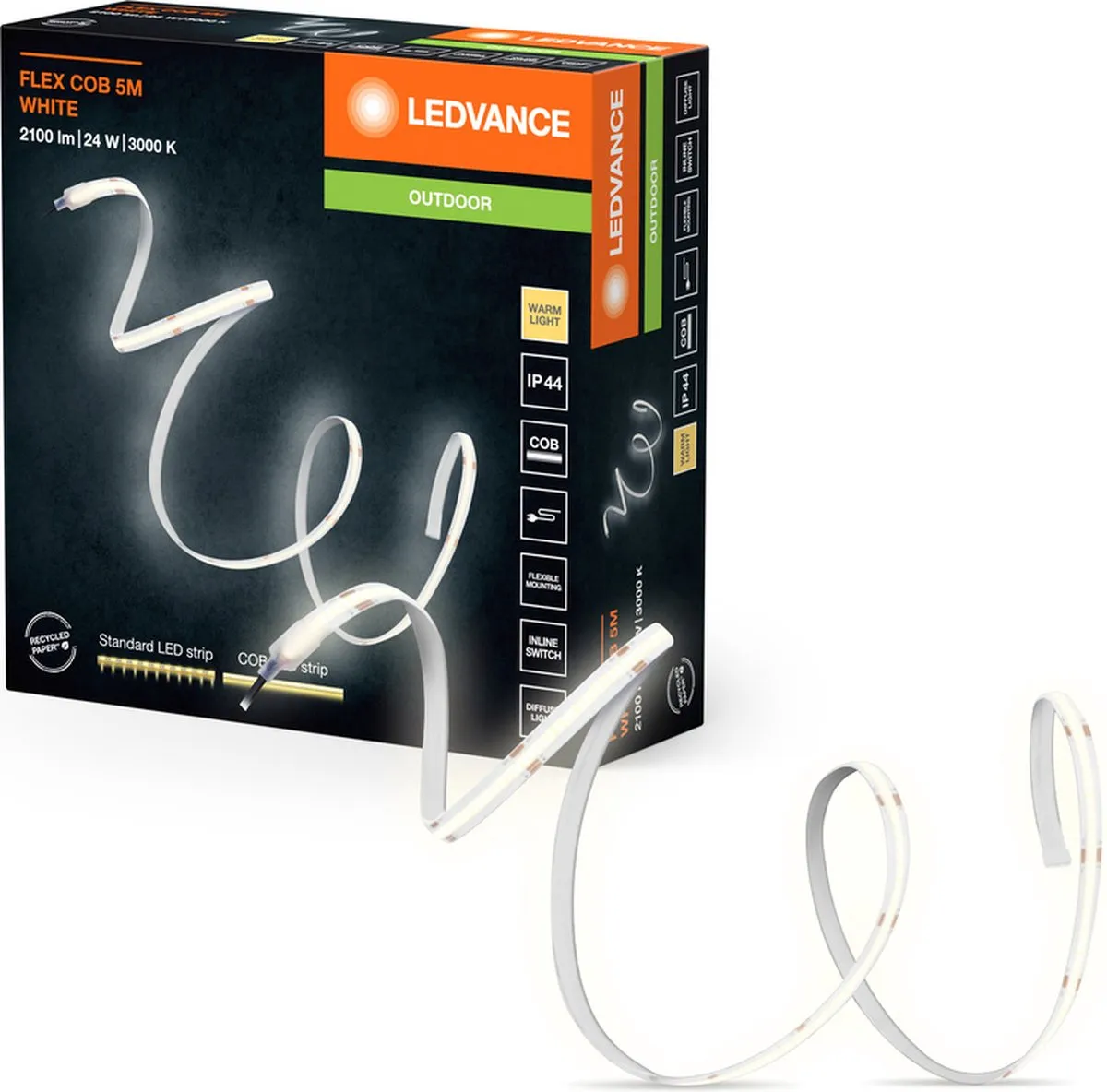 LEDVANCE FLEX COB OUTDOor LED-Strip 5m - 22W 800lm 3000K IP44