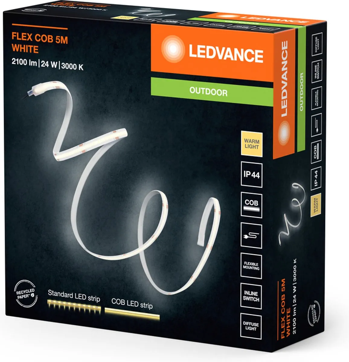 LEDVANCE FLEX COB OUTDOor LED-Strip 5m - 22W 800lm 3000K IP44