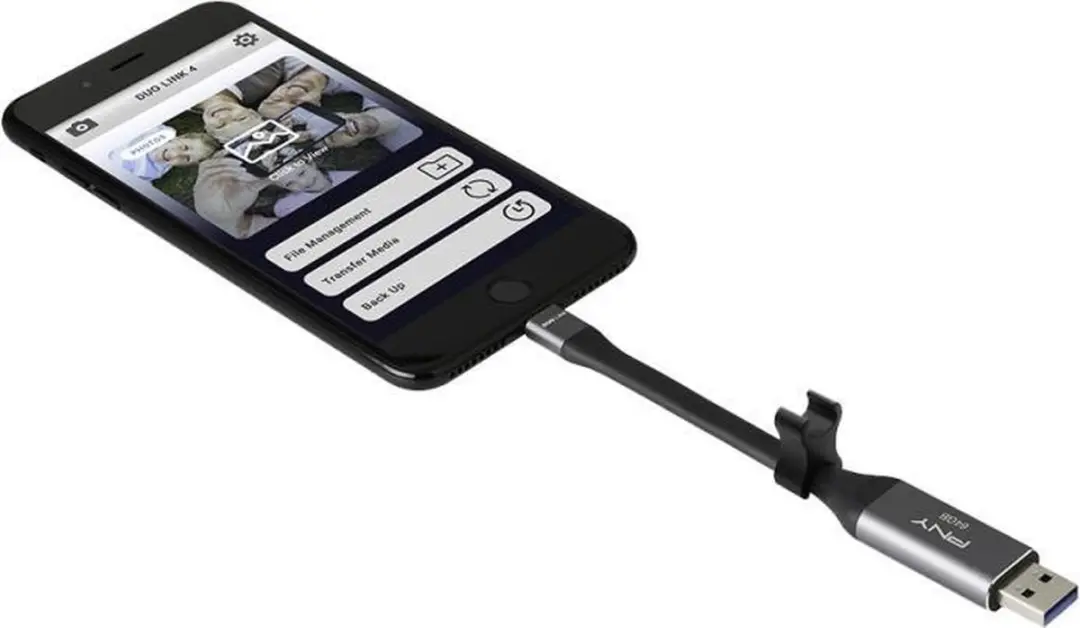 PNY USB OTG 2-in-1 Lightning Duo Link 64GB - Zwart
