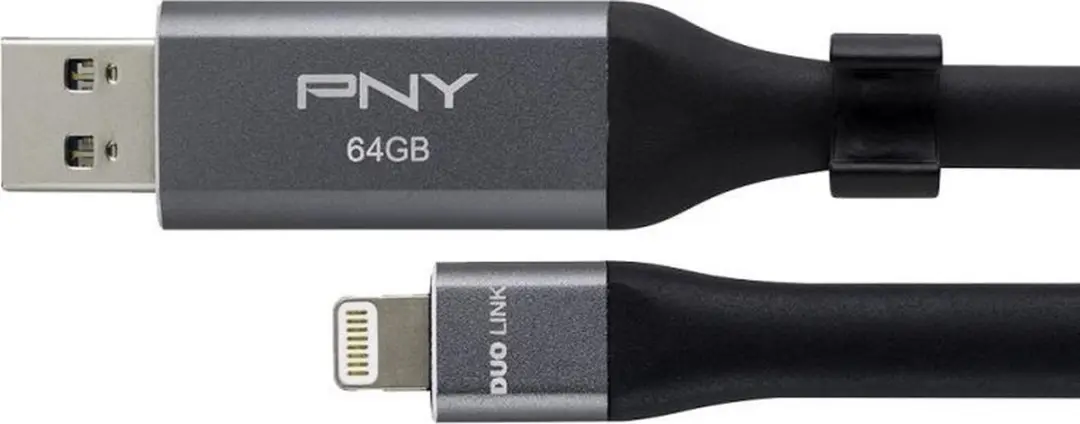 PNY USB OTG 2-in-1 Lightning Duo Link 64GB - Zwart