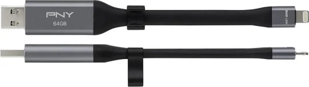 PNY USB OTG 2-in-1 Lightning Duo Link 64GB - Zwart
