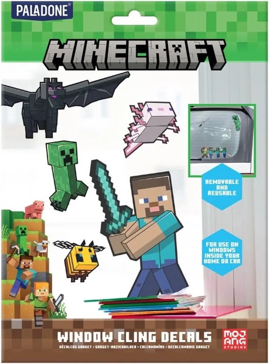 Paladone Minecraft Raamstickers - 4 Stuks - Multicolor