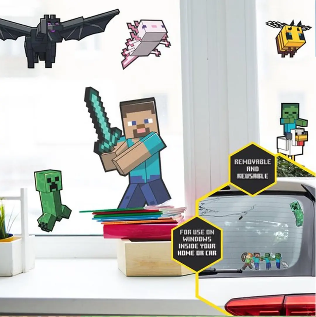 Paladone Minecraft Raamstickers - 4 Stuks - Multicolor