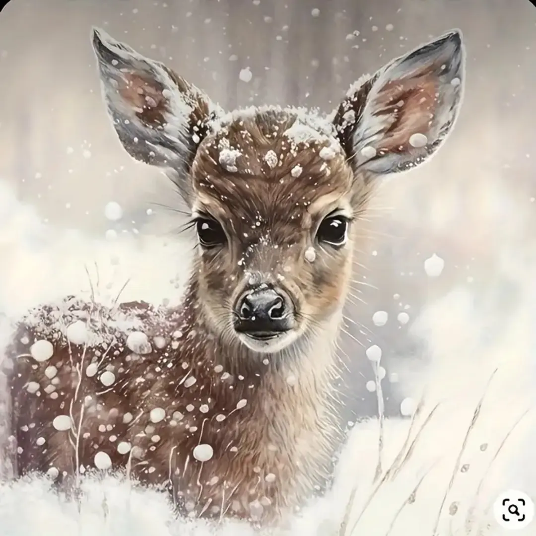 Creative Diamond Painting Set Hertje in de Sneeuw 20x20cm