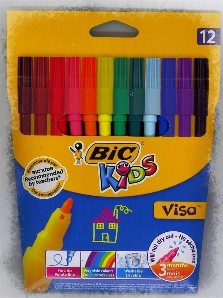 Bic Kid Couleur Visa Markers - 12 Stuks Multicolor