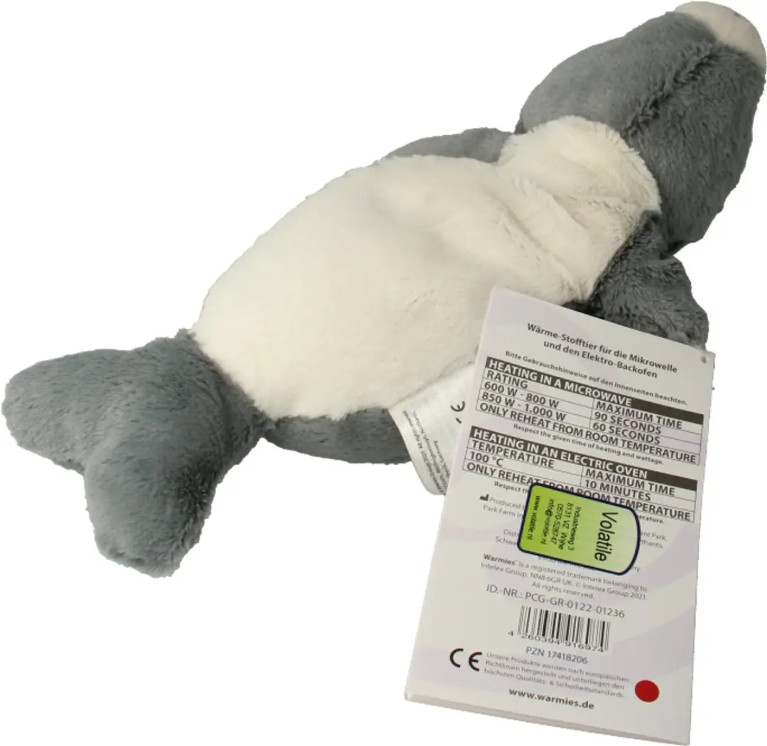 Warmies Zeehond Knuffel - 37 cm - Grijs