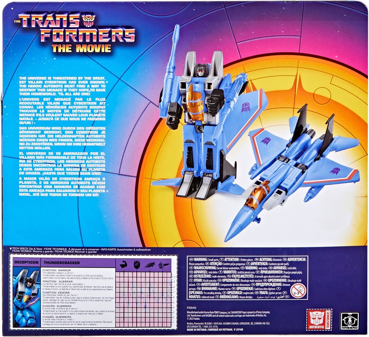 Hasbro Transformers Thundercracker G1 - Retro actiefiguur 14 cm - Kunststof