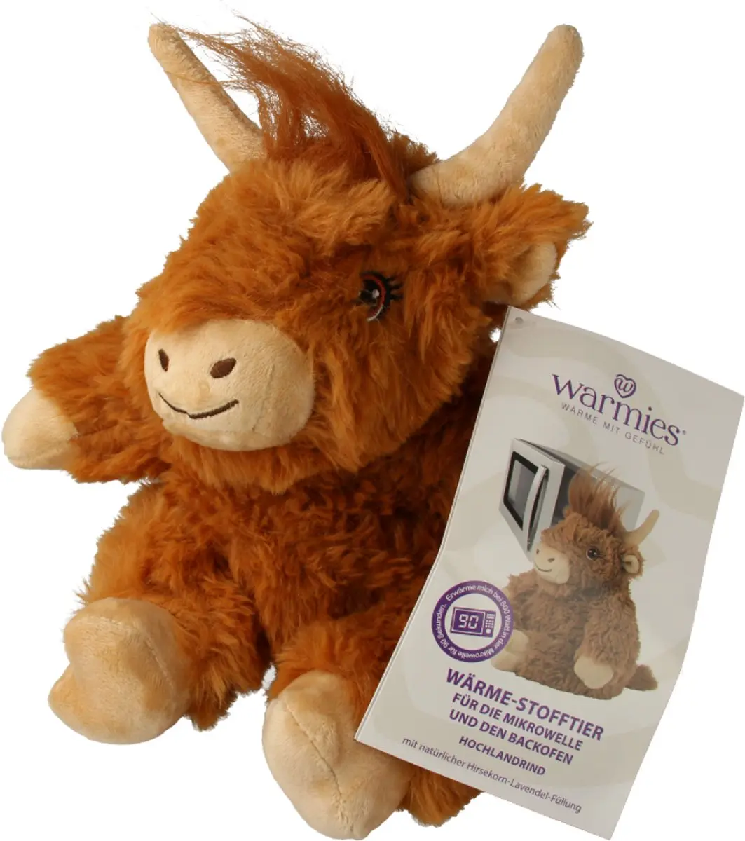 Warmies Schotse Hooglander Koe Knuffel 25cm - Bruin