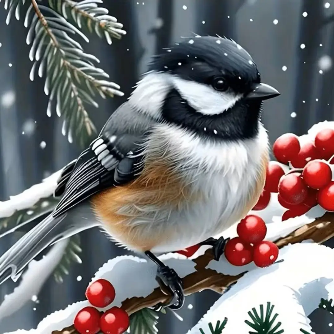 Creative Diamond Painting Vogel in Sneeuw 25x25cm