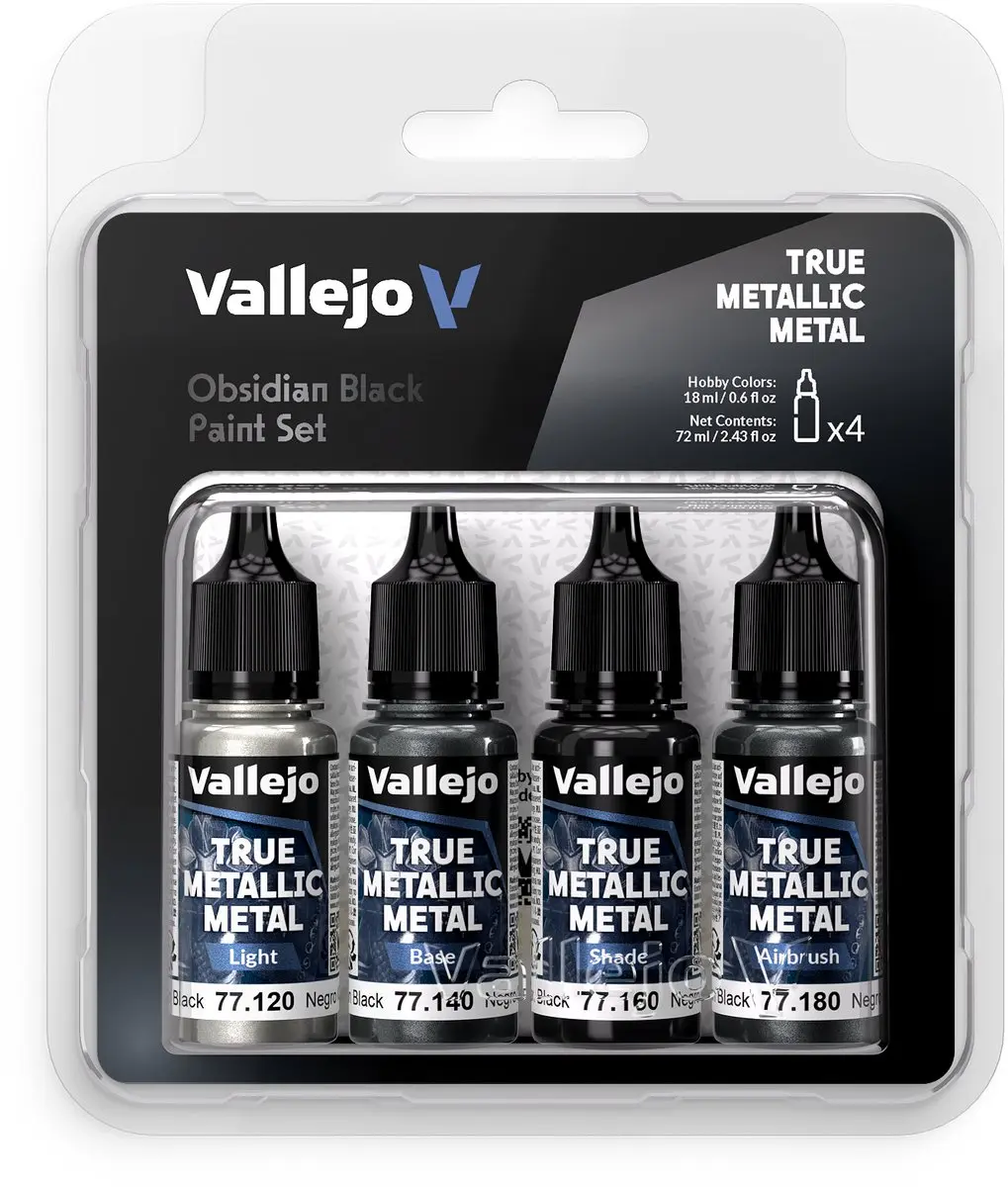 Vallejo Hobbyverf Acrylverf True Metallic Metal Obsidiaan Zwart