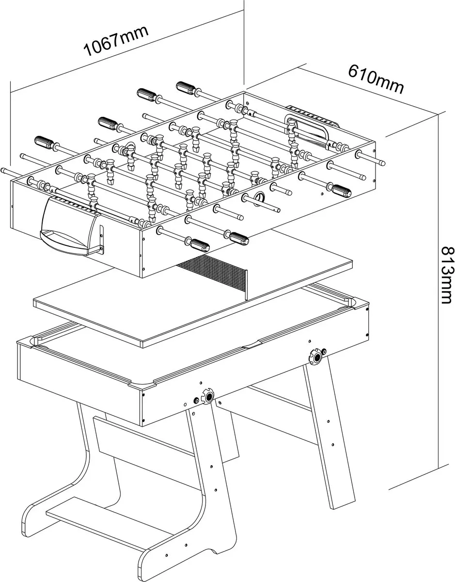 Cougar 16-in-1 Speeltafel - 16 Spellen - Zwart
