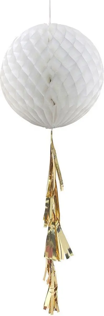 Honeycomb Decoratie Rond met Tassel - Wit