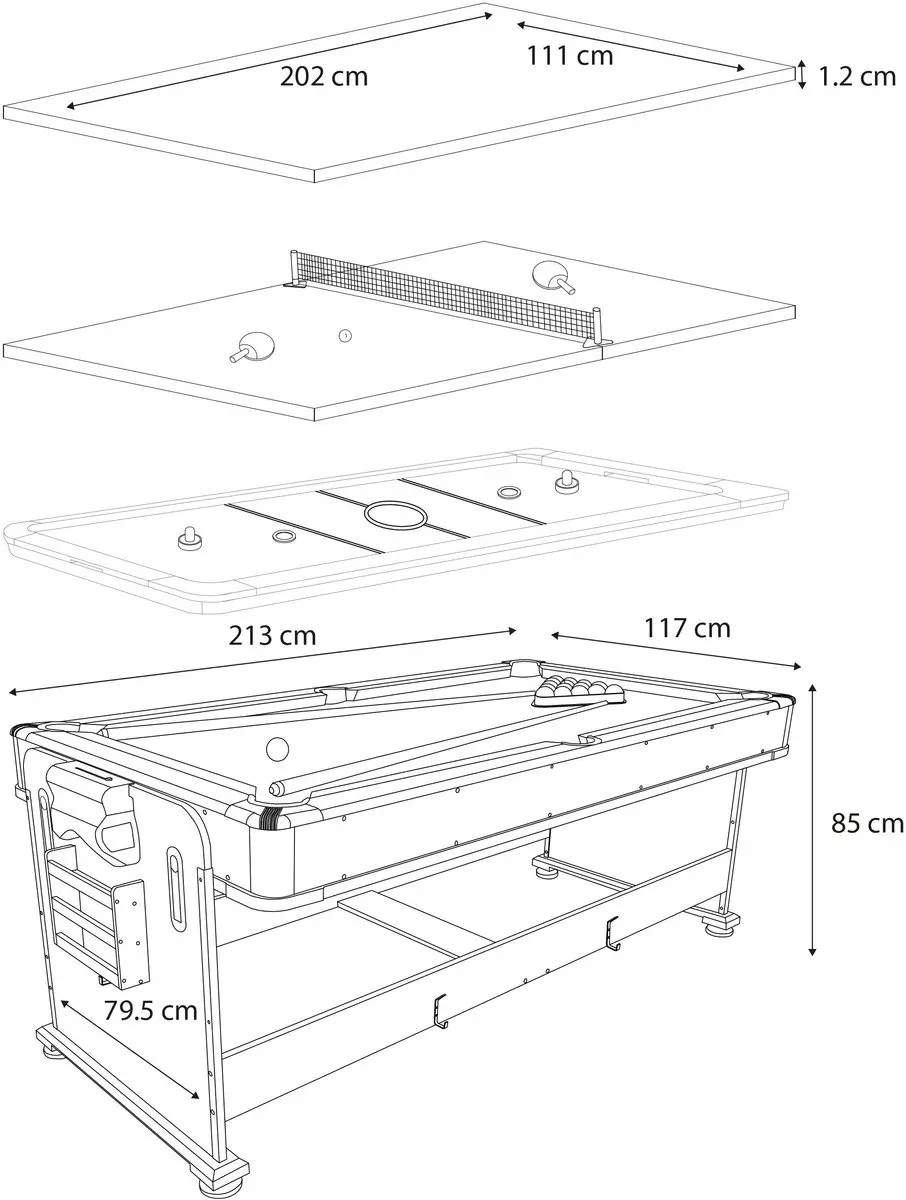 Cougar 4-in-1 Multi Speeltafel - 17-delig - Zwart