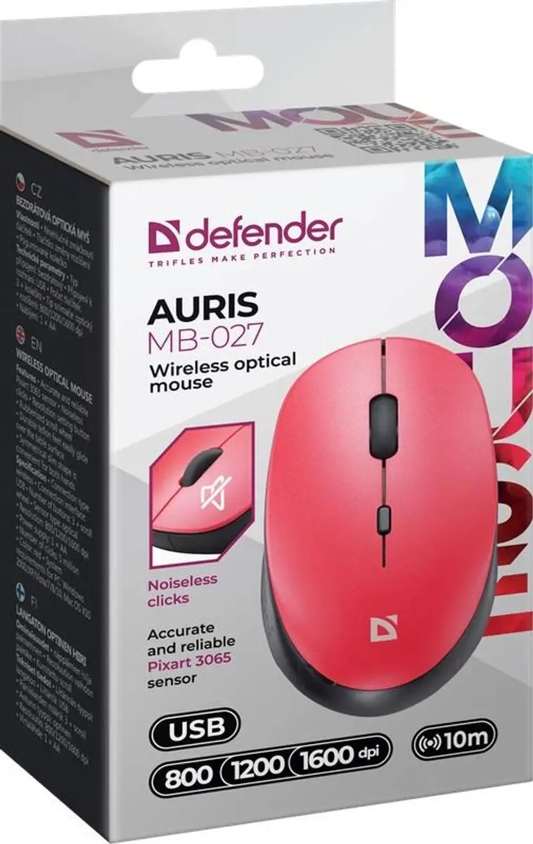 Defender Auris MB-027 Draadloze Optische Muis - Rood - afbeelding 6 van 6