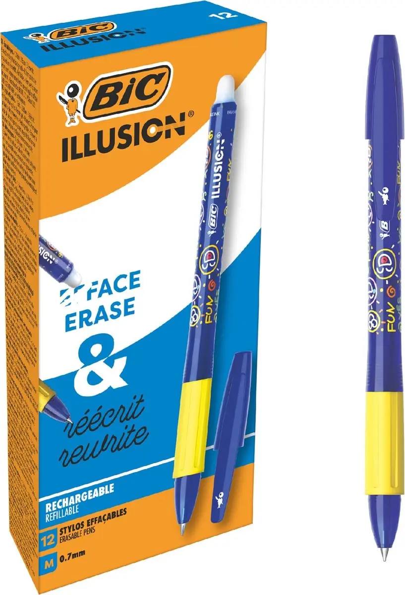 Bic Illusion Navulbare Balpen - Blauw - 12 Stuks