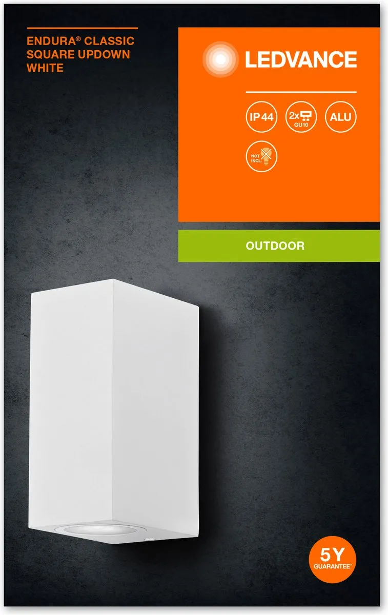 LEDVANCE ENDURA Classic Square Updown Buitenwandlamp GU10 - Wit - IP44 - afbeelding 6 van 6