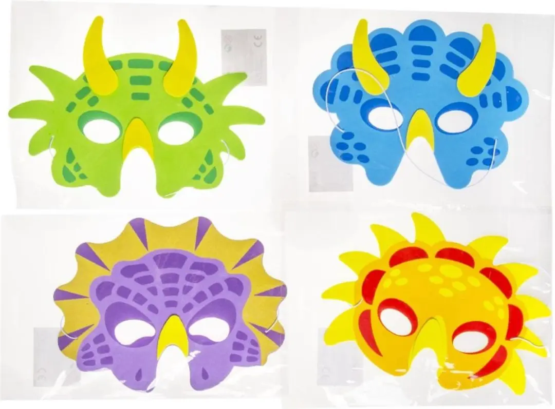 Toi-Toys Dino Gezichtsmaskers - 4 Stuks - Multi