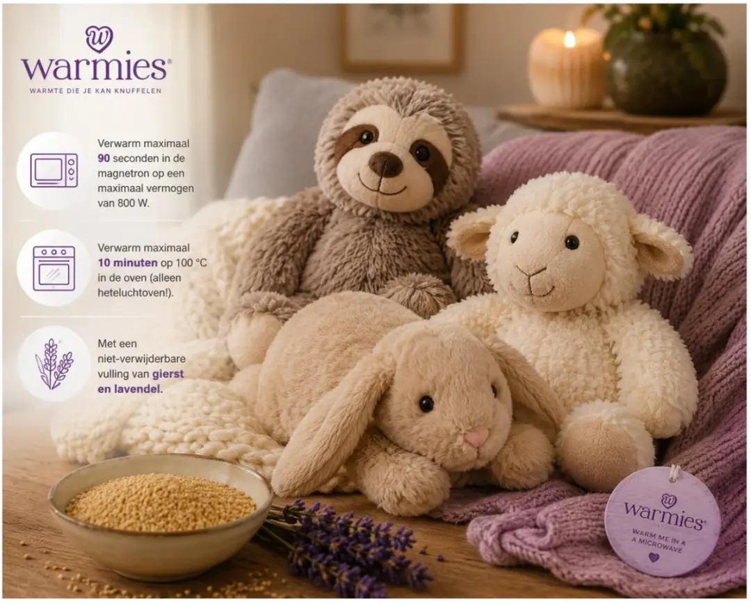 Warmies Alpaca Knuffel 30cm - Wit