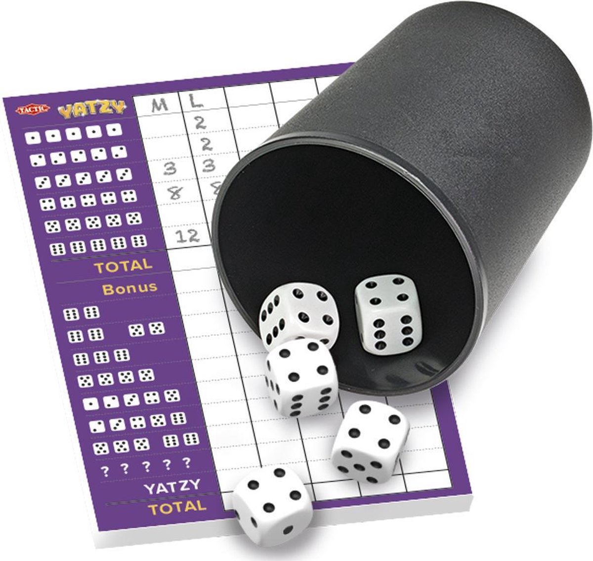 Tactic Yatzy – Dobbelspel – Klassiek Familiespel – Met Dobbelbeker en QR Uitleg – Vanaf 5 Jaar – 2 of Meer Spelers