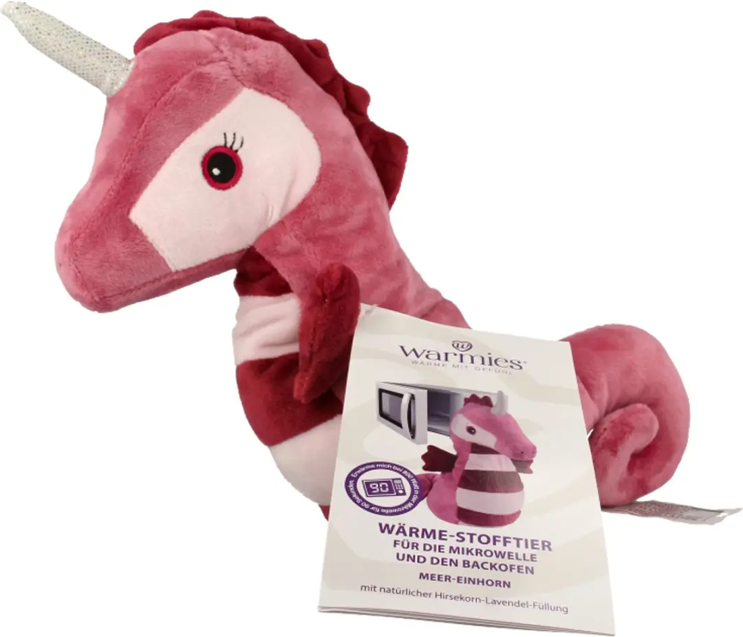Warmies Knuffel Eenhoorn Zeepaardje 40cm - Fuchsia