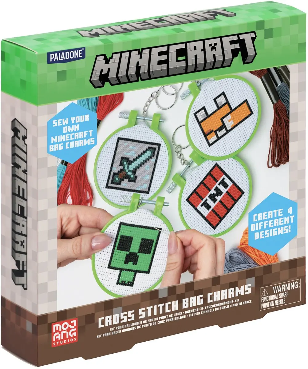 Paladone Minecraft Cross Stitch Charms Set - 4 Stuks Multicolor