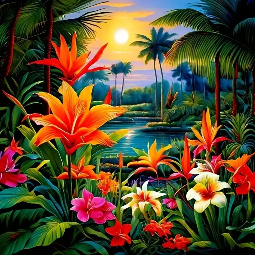Creative Diamond Painting Set Bloemen Tuin 40x40cm
