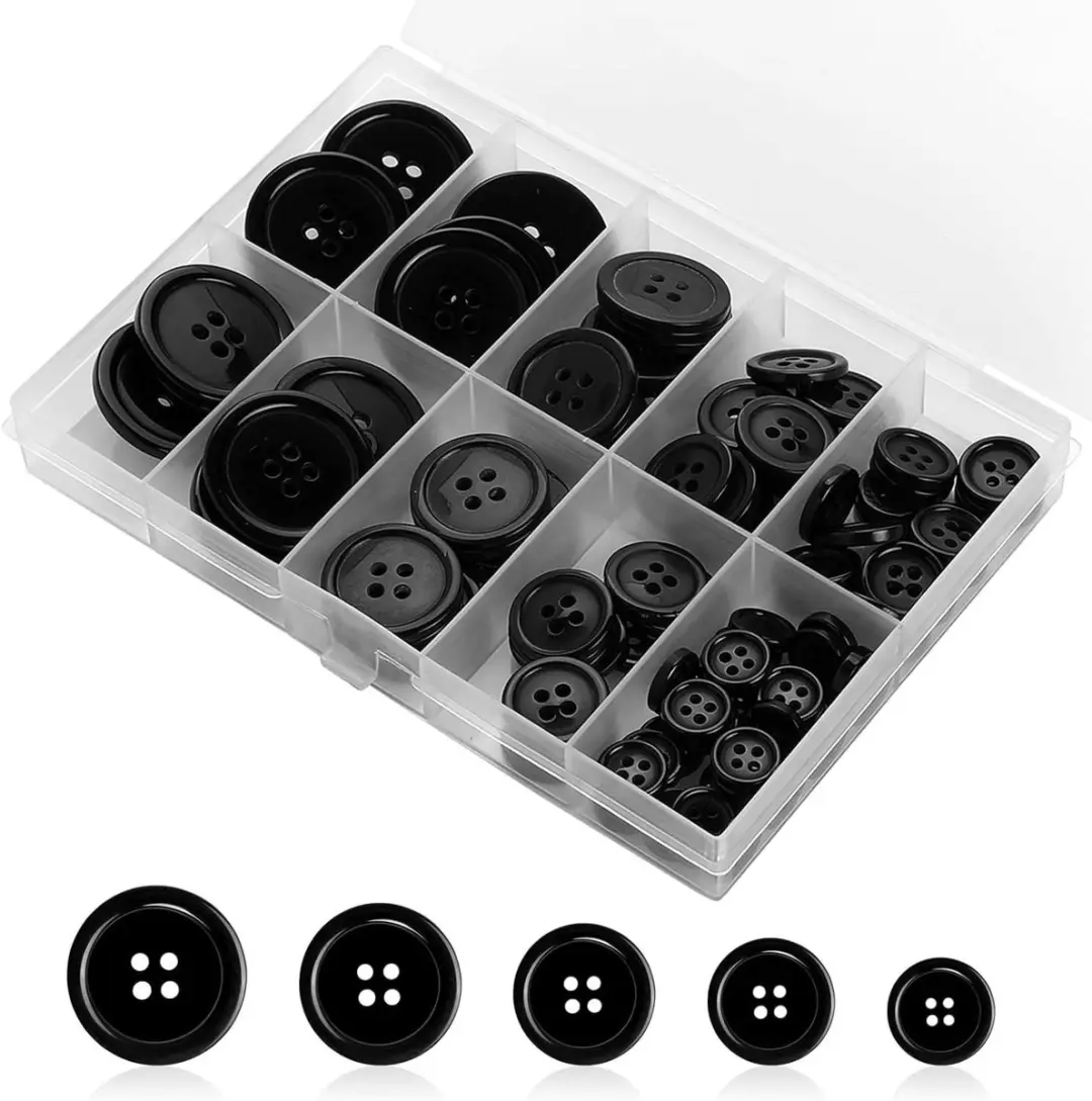 Creative Ronde Naaiknoppen - 100 Stuks - 5 Maten - Zwart
