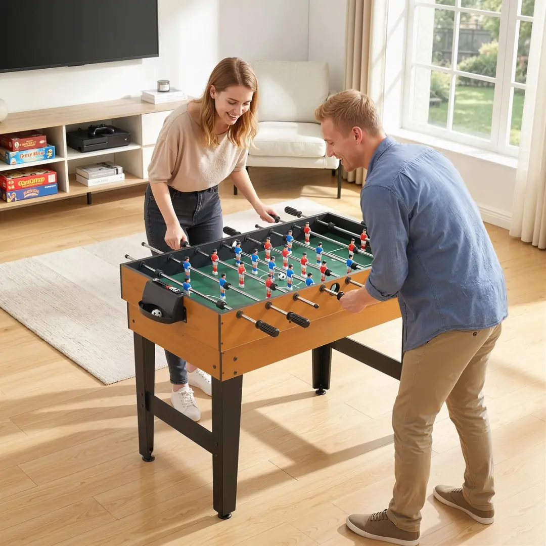 Homcom Multigame Spieltisch - 107x61x84,5cm - Natuurlijk hout/Zwart