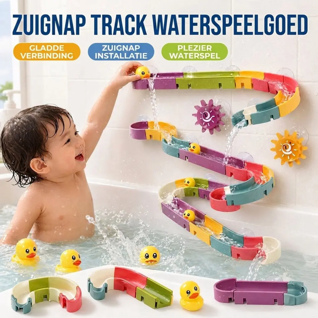 ECTEATOY Badspeelgoed Waterbaan Glijbaan 34-delig DIY - Veelkleurig