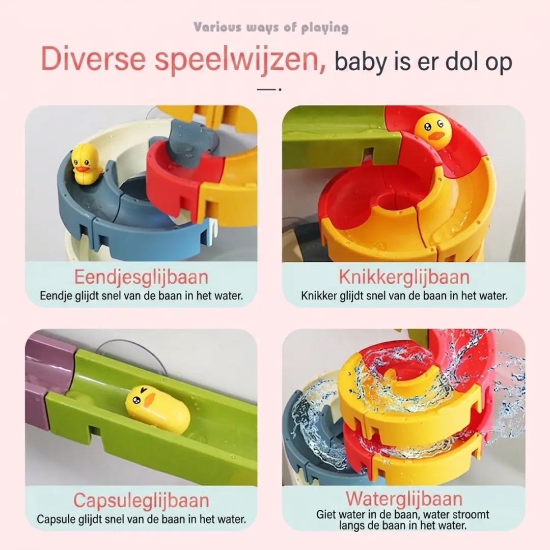 ECTEATOY Badspeelgoed Waterbaan Glijbaan 34-delig DIY - Veelkleurig - afbeelding 6 van 6