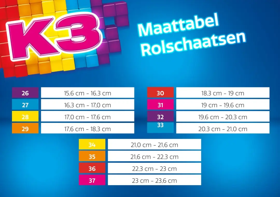 K3 Rolschaatsen MEK3B2000030 - 34/37 - 4 Maten - Wit