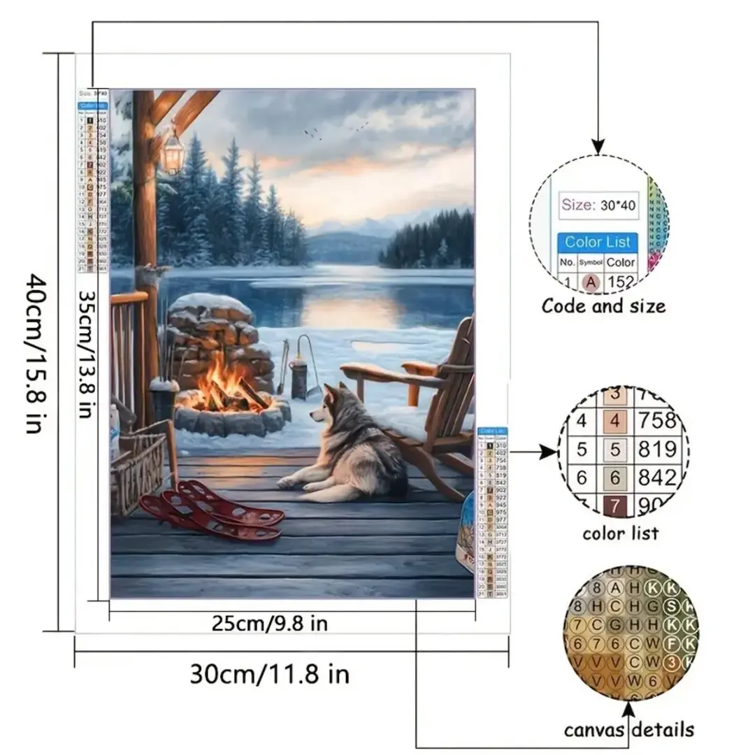 Creative Diamond Painting Husky Veranda 30x40cm - Multicolor