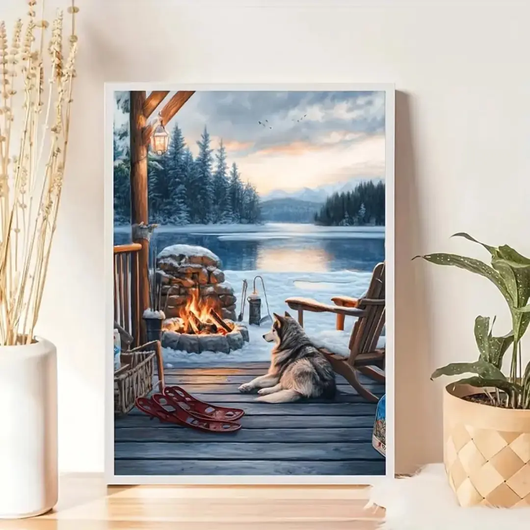 Creative Diamond Painting Husky Veranda 30x40cm