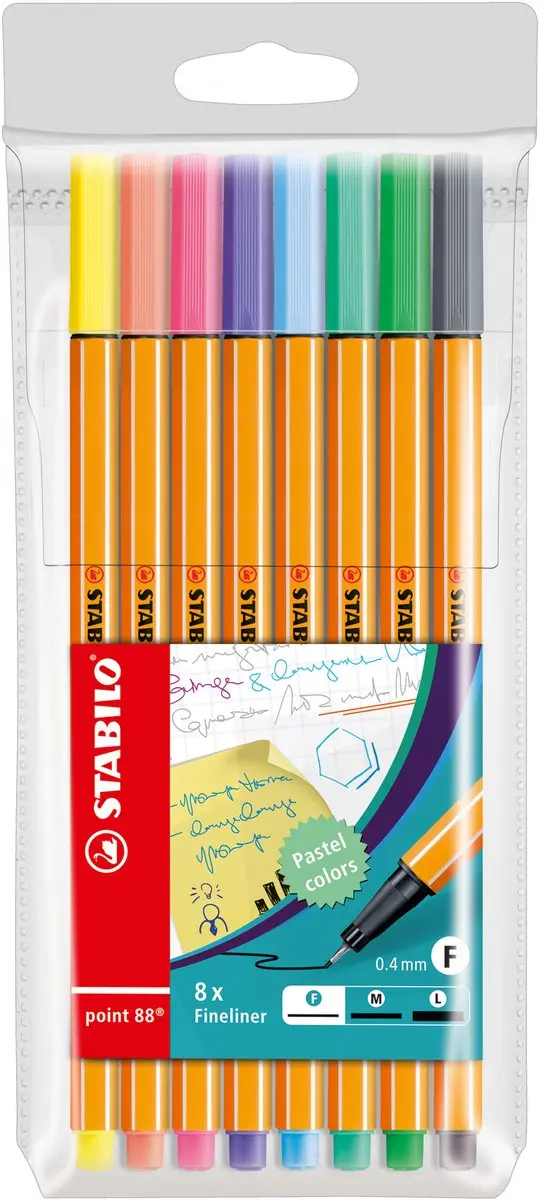 STABILO Point 88 Pastel Fineliners - 8 Stuks