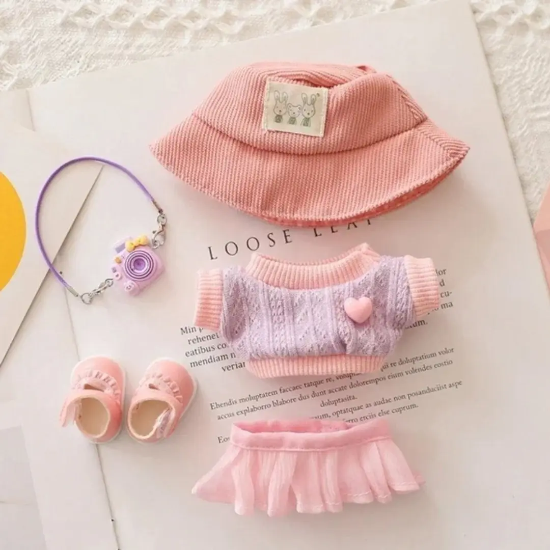 ECTEATOY Labubu Poppenkleding 5-delig - Roze - 15-17cm