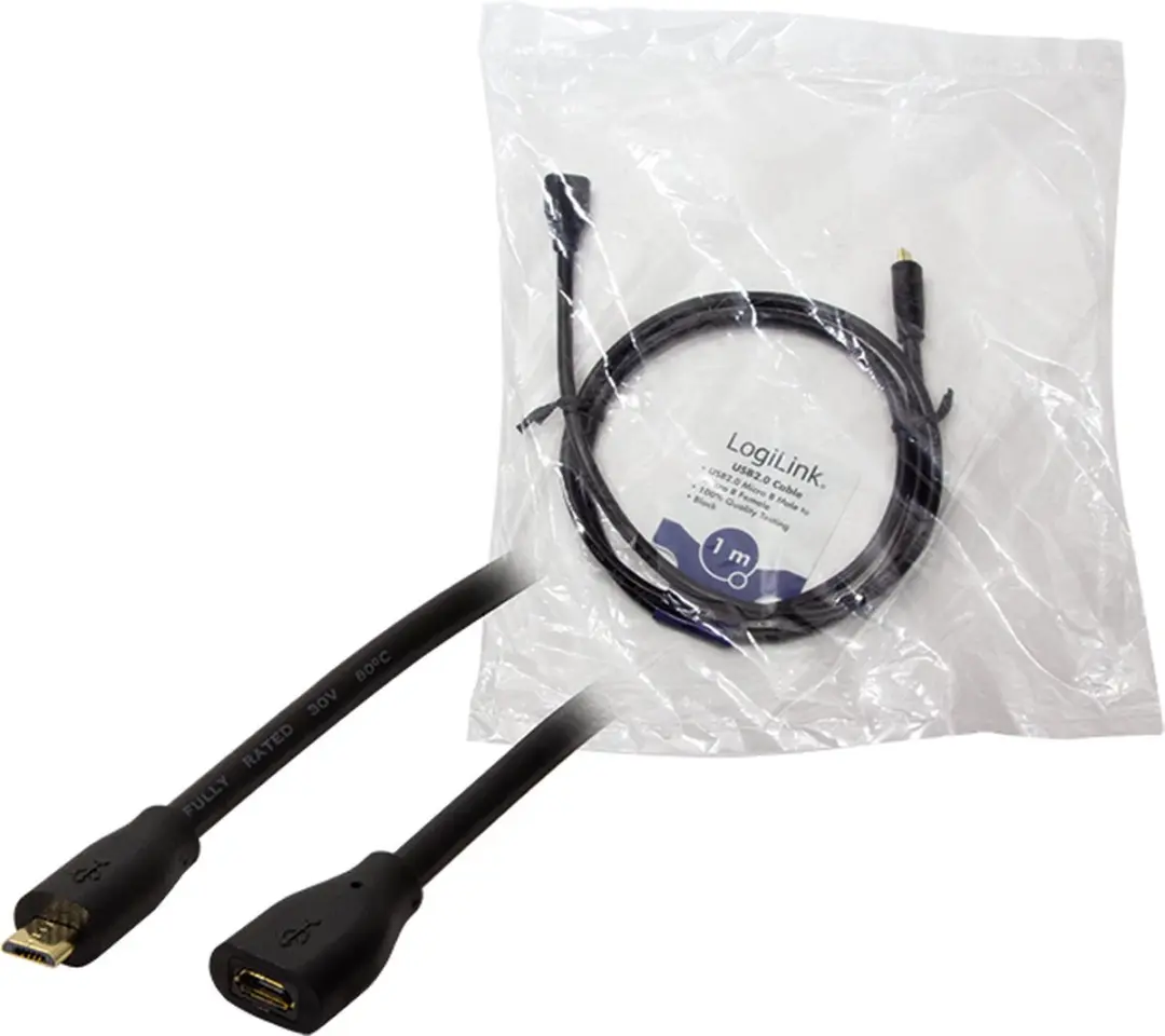 Logilink CU0121 USB-kabel 1m USB 2.0 Micro-USB - Zwart