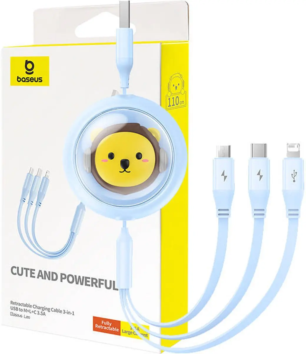 Baseus 3-in-1 USB-naar-USB-C Kabel 3,5A 1,1m