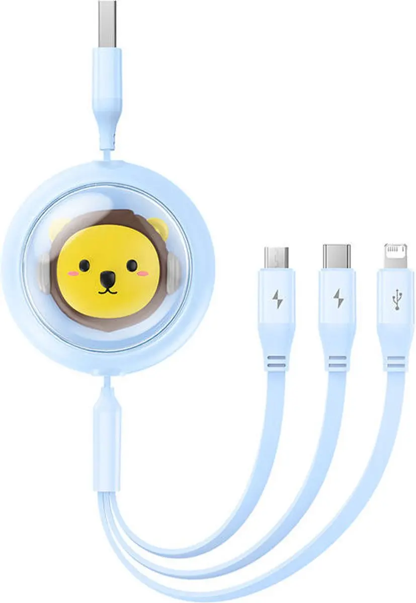 Baseus 3-in-1 USB-naar-USB-C Kabel 3,5A 1,1m - Blauw - afbeelding 2 van 6
