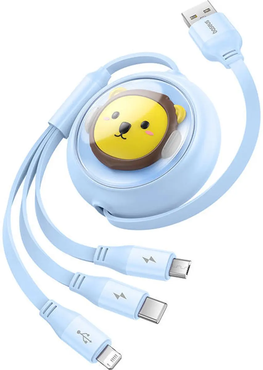 Baseus 3-in-1 USB-naar-USB-C Kabel 3,5A 1,1m - Blauw - afbeelding 6 van 6