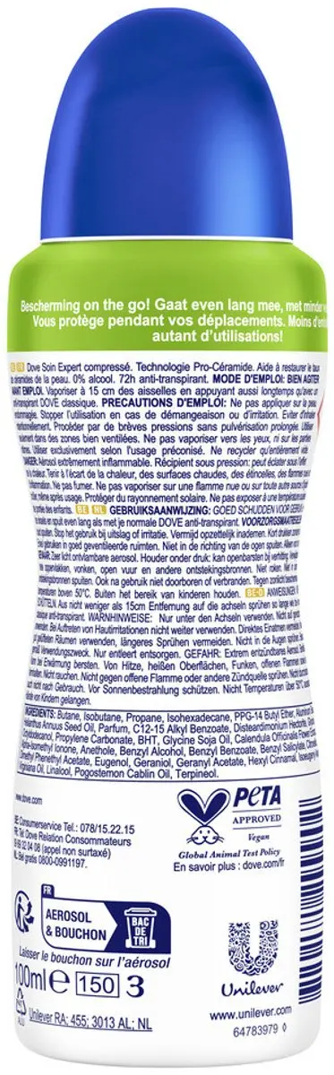 Dove Deo Spray Compressed 100ml - 3 Stuks