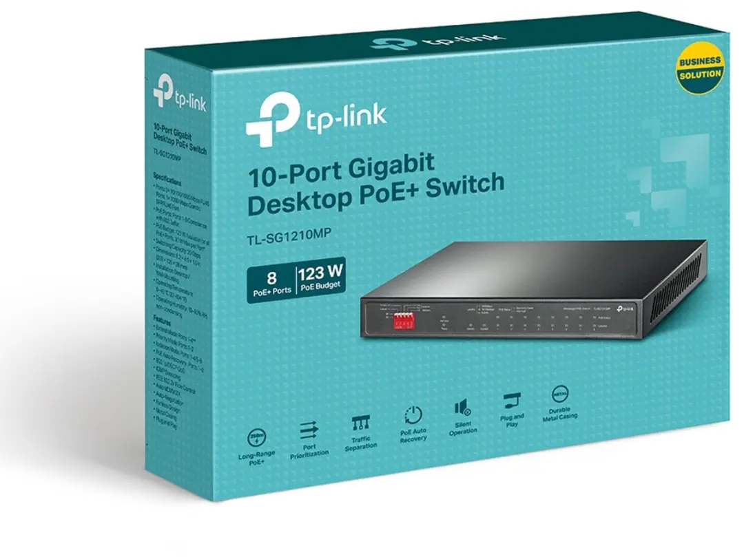 TP-Link TL-SG1210MP Unmanaged Switch 9x PoE 123W - Zwart