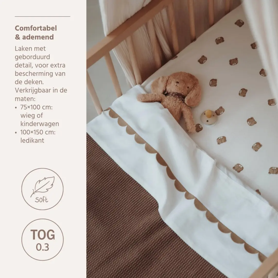 Meyco Baby Arc Ledikantlaken Taupe 100x150cm - 0.3 TOG