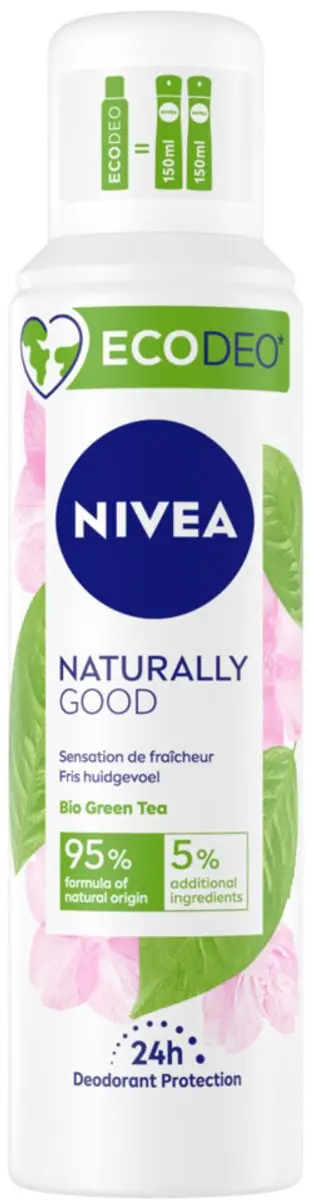 NIVEA Deodorant Spray Naturally Good Green Tea 125ml - 3 Stuks