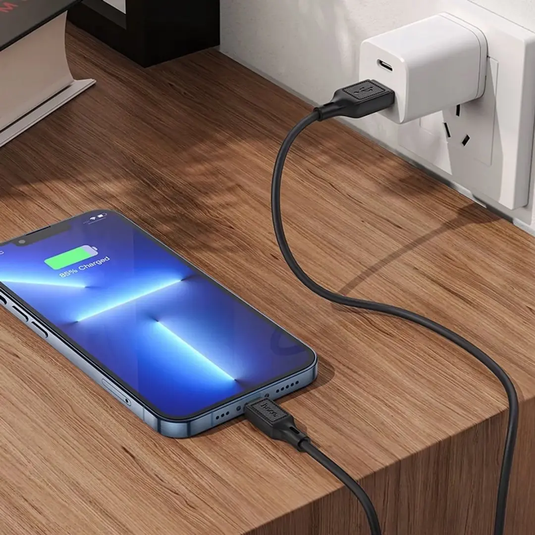 Hoco USB-A naar Lightning Kabel X90 1m - 2.4A - Zwart - afbeelding 3 van 5