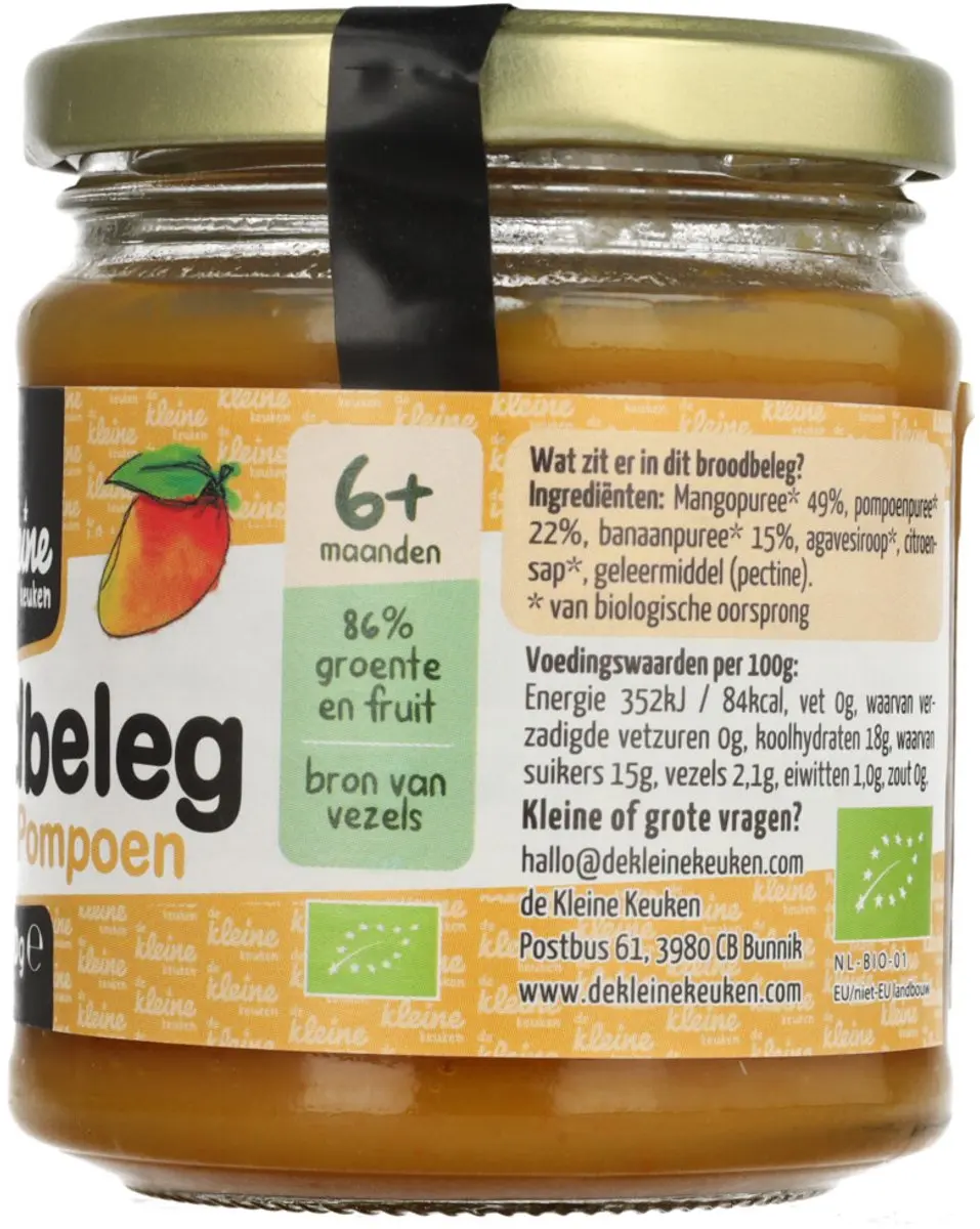 De Kleine Keuken Bio Mango Pompoen Spread 170g